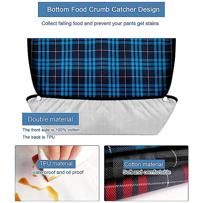 Bib For Adults, Pack Of 3, Waterproof Adult Bibs With Press Studs & Mud Flaps, Waterproof Bib Food Protector For Men, Women, Elderly And Disabled, Blue + Green + Red - NewNest Australia