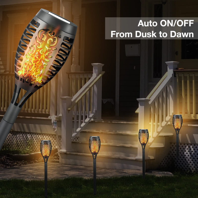Liveasily 4 Pack Led Solar Torch Light with Flickering Flame, Outdoor Waterproof Solar Torches Stake Lights, Auto On/Off Solar Garden Lights Decorations (4 Pack) - NewNest Australia