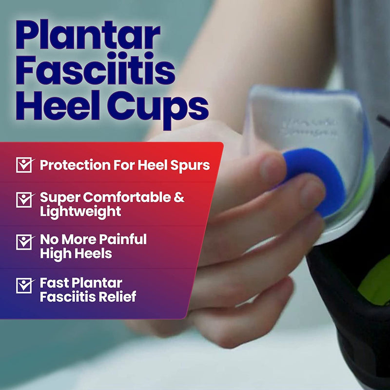 DERDOUT Gel Heel Cups for Pain, Plantar Fasciitis (Pair) - Silicone Insert Pads for Relief, Bone Spurs, Shoes, Achilles Treatment - Foot Comfort Support Protectors for Women, Men - Massaging Black - NewNest Australia