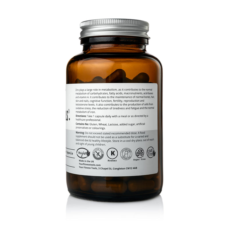 Zinc Citrate 30mg - 120 x Vegan Capsules - Zinc Supplement to Support Immune System, Hair Growth, Skin, Bones, Nails - Made in The UK by Your Fitness Tools - NewNest Australia