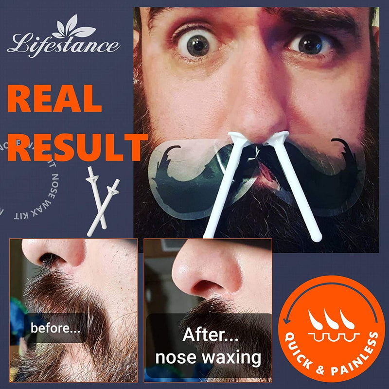 Lifestance Nose Hair Wax Set - Nose Wax Kit For Men - Quick, Simple, Painless Nose Wax Set - Nose Hair Remover Sticks With 80 G Nose Wax (10-20 Times For Use) - NewNest Australia