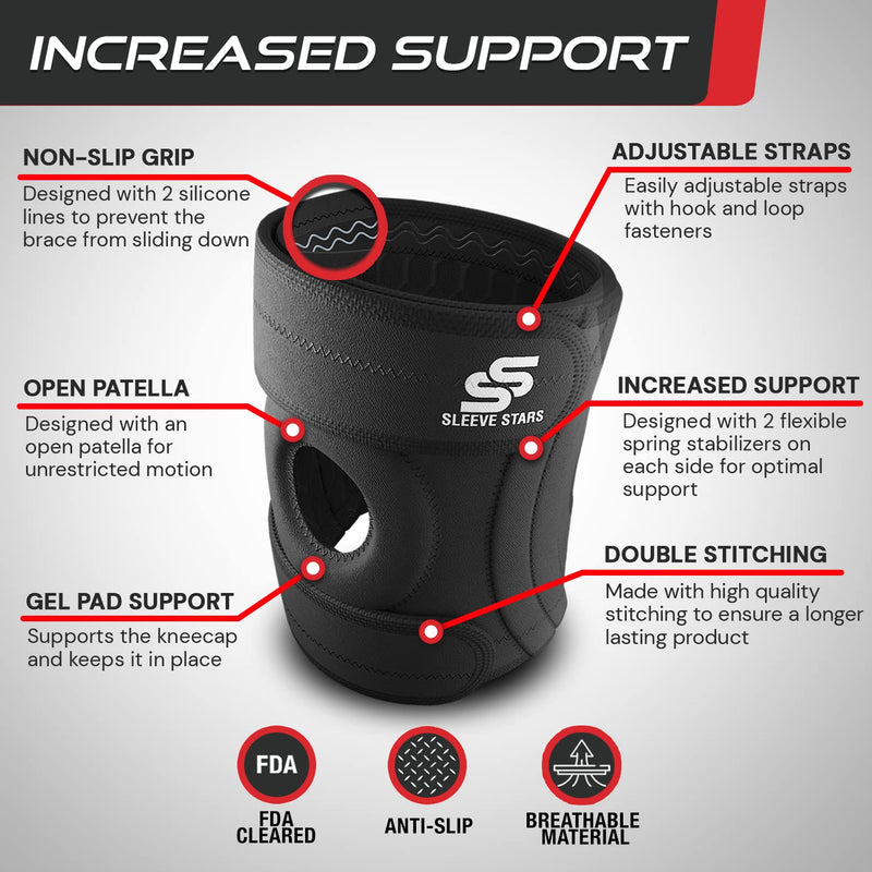 Sleeve Stars Knee Brace Support Sleeve for Women & Men, Knee Braces for Knee Pain, Knee Protection Exercise for LCL, MCL, ACL, Meniscus Tear, Patellar Tendon Stabilizer Knee Compression Support (S-3XL) S/M/L: 12"-21" - NewNest Australia