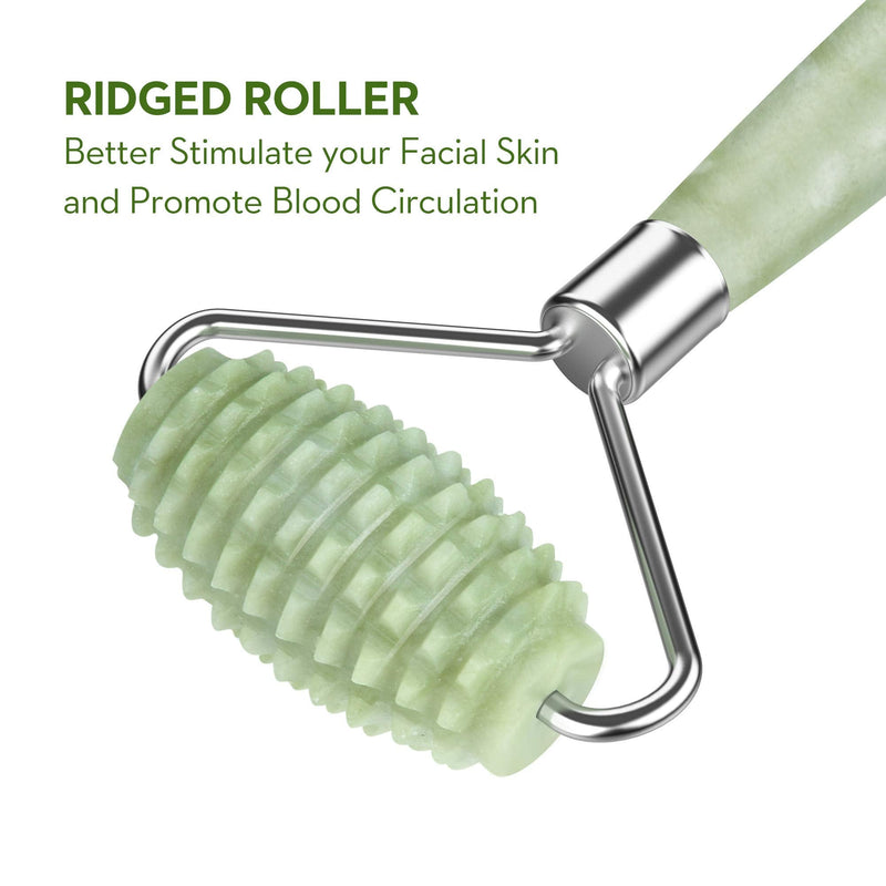 Kimkoo Jade Roller for Face-3 in 1 Kit with Facial Massager Tool,100% Real Natural Jade Stone Facial Roller Anti Aging,Face Beauty Set for Eye Anti-Wrinkle - NewNest Australia