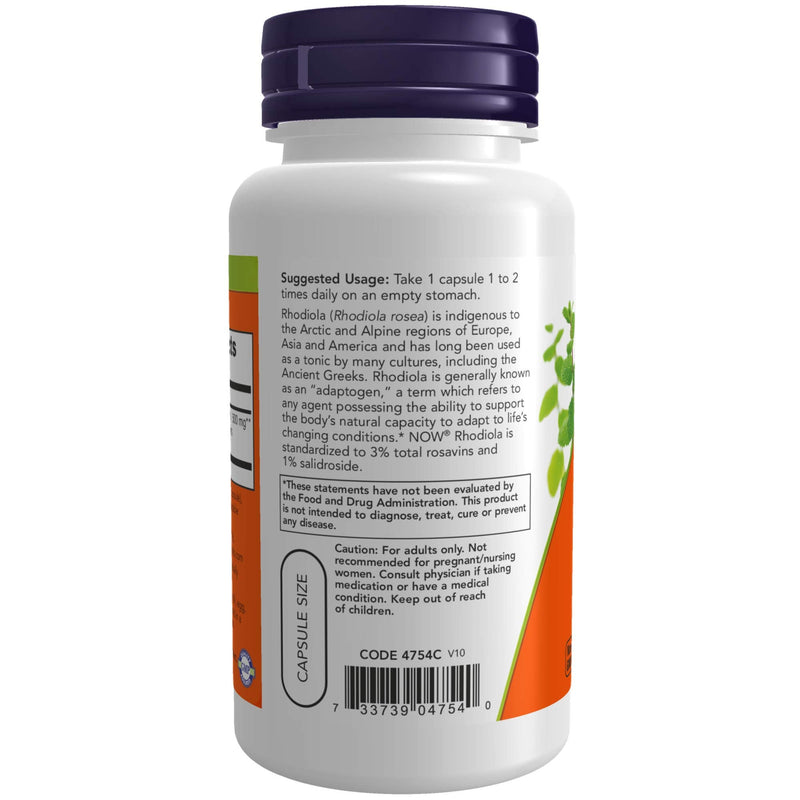 NOW Supplements, Rhodiola 500 mg, Helps Body Adapt to Stress of Daily Life*, Adaptogenic Herb*, 60 Veg Capsules - NewNest Australia