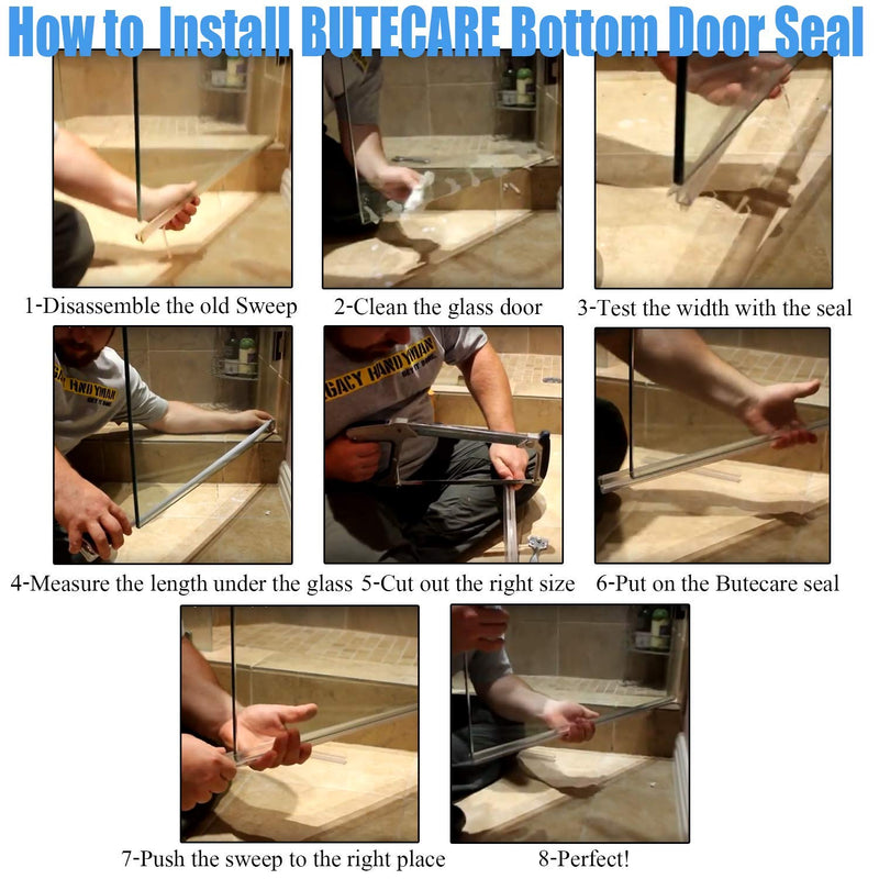 2-Pack Butecare Frameless Shower Door Bottom Seal – Stop Shower Leaks and Create a Water Barrier (1/2” x 39”) 1/2'' Bottom - NewNest Australia