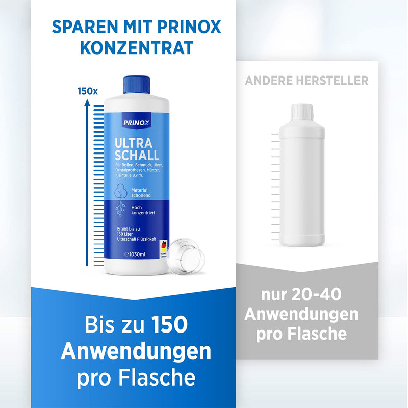 Prinox Ultrasonic Cleaner Concentrate 1030Ml - Extremely Economical - For Glasses, Jewelry, Teeth And Small Parts - For Ultrasound Devices, Ultrasonic Bath 1.03 L (Pack Of 1) - NewNest Australia