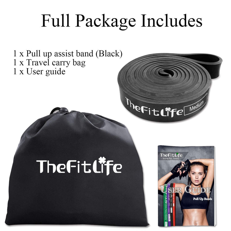 TheFitLife Resistance Pull Up Bands - Pull-Up Assist Exercise Bands, Long Workout Loop Bands for Body Stretching, Powerlifting, Fitness Training, Bonus Carrying Bag and Workout Guide Black - NewNest Australia