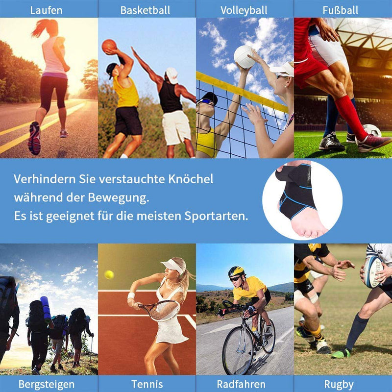 Teylam ankle bandage, adjustable ankle bandage, flexible ankle bandage, ultra thin foot bandage, running football, right and left ankle (blue). - NewNest Australia