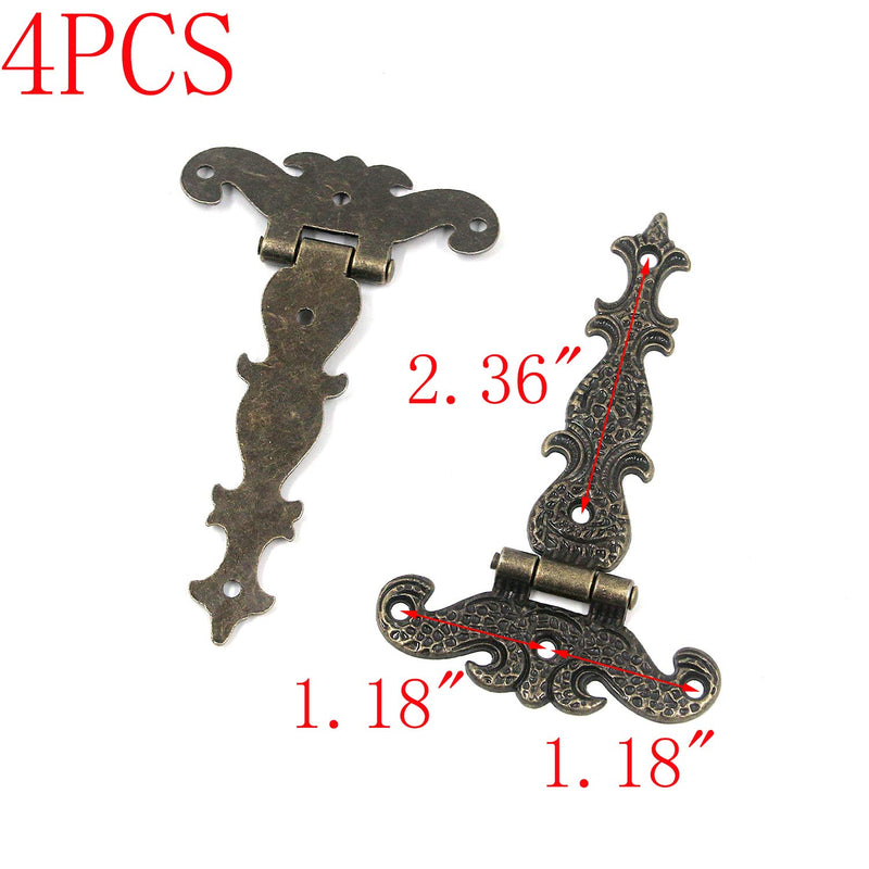 Mironey 4.45" x 2.72" Tee Hinge Zinc Alloy Antique Bronze Decorative T-Strap Hinges Door Hinges with Screws Pack of 4 - NewNest Australia