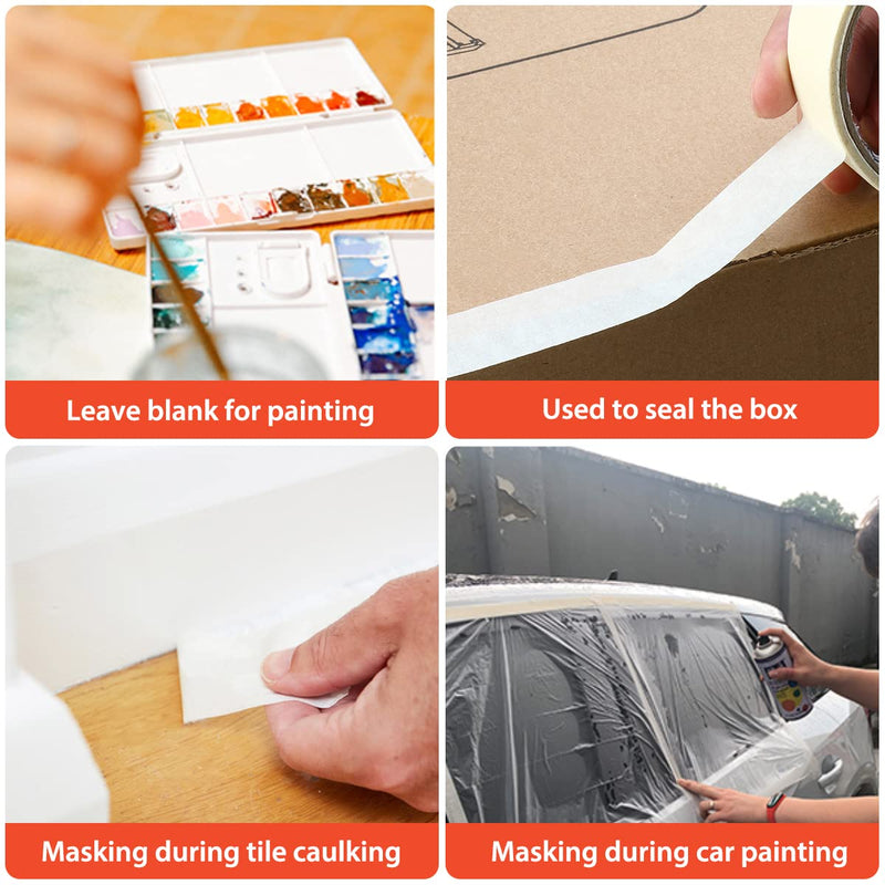 Fantasyon White Art Tape Masking Artists Tape Removable Paper Tape for Drafting Art Watercolor Painting Canvas Framing - 164FT Long(0.25inch) - NewNest Australia