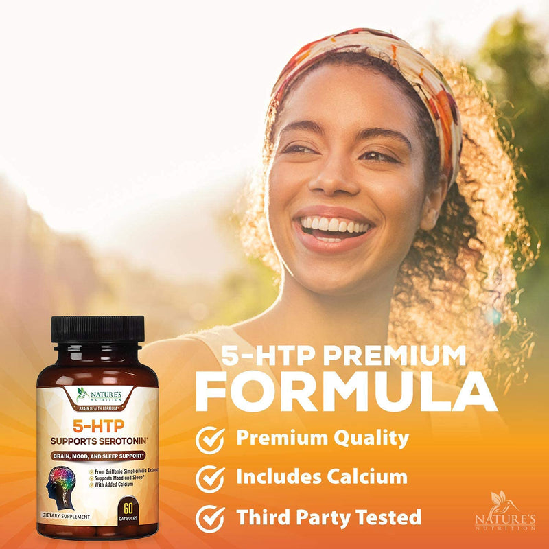 5-HTP 200mg Capsules - Extra Strength Support for Stress, Bottled in USA, Best 5-Hydroxytryptophan Supplement for Men and Women, Supports Mood - 60 Capsules 60 Count (Pack of 1) - NewNest Australia
