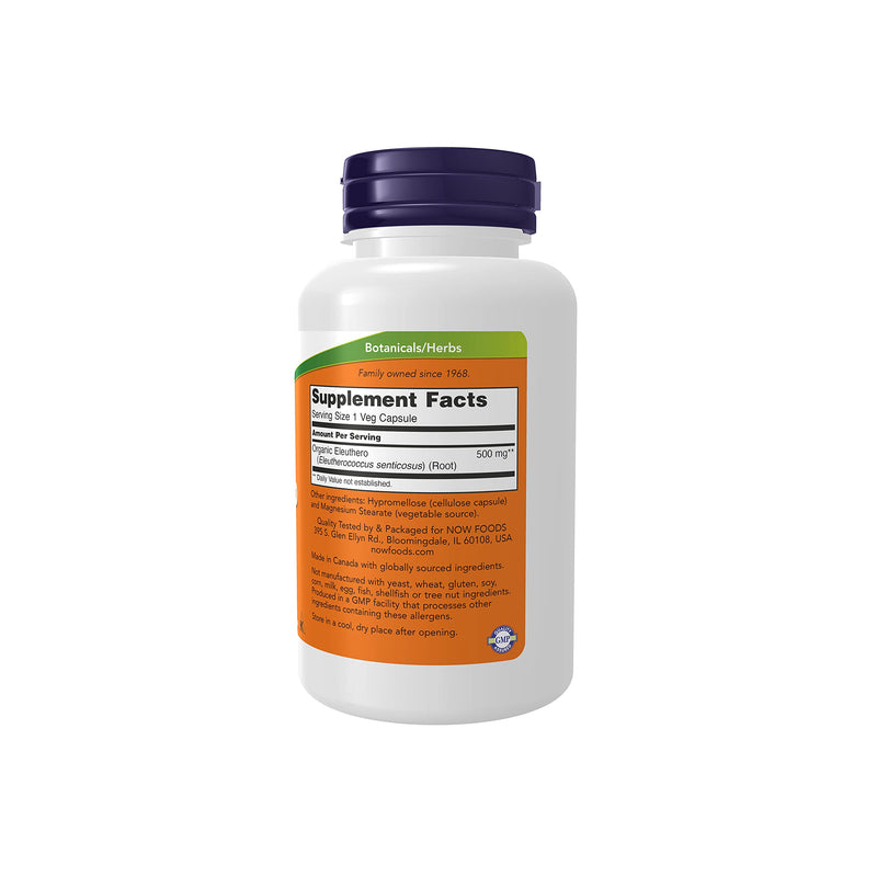 NOW Supplements, Eleuthero (Eleutherococcus senticosus)500 mg, 100 Veg Capsules - NewNest Australia