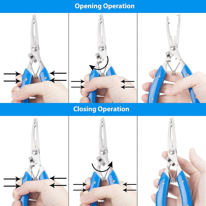 BASUNE Fishing Pliers + Fish Hook Remover, Line Cutter Curved Nose Remove Hook Fishing Tackle Tool with Nylon Sheath Fishing Plyers Fishing Gear Set (Blue) - NewNest Australia