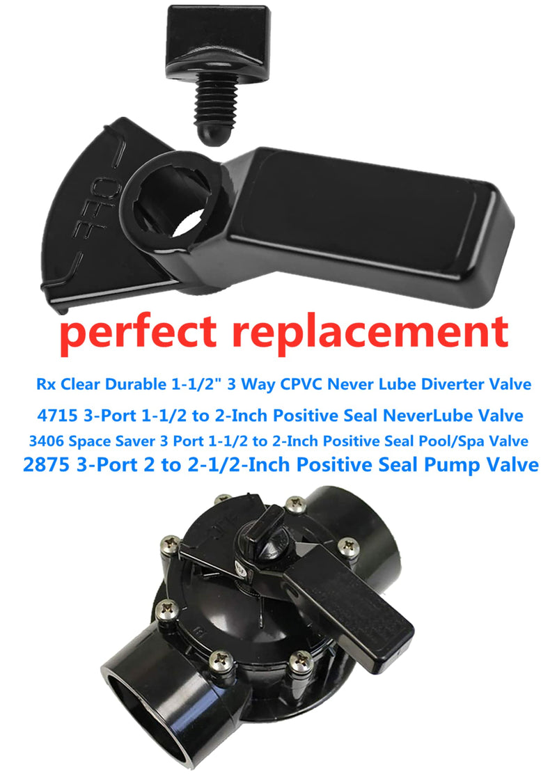 Never Lube Valve Handle R0487200/7433 & Knob 4603/R0486900 Replacement Kit Fits fit for Zodiac Jandy 2-Port/3-Port Valve - Black(1) 1 - NewNest Australia