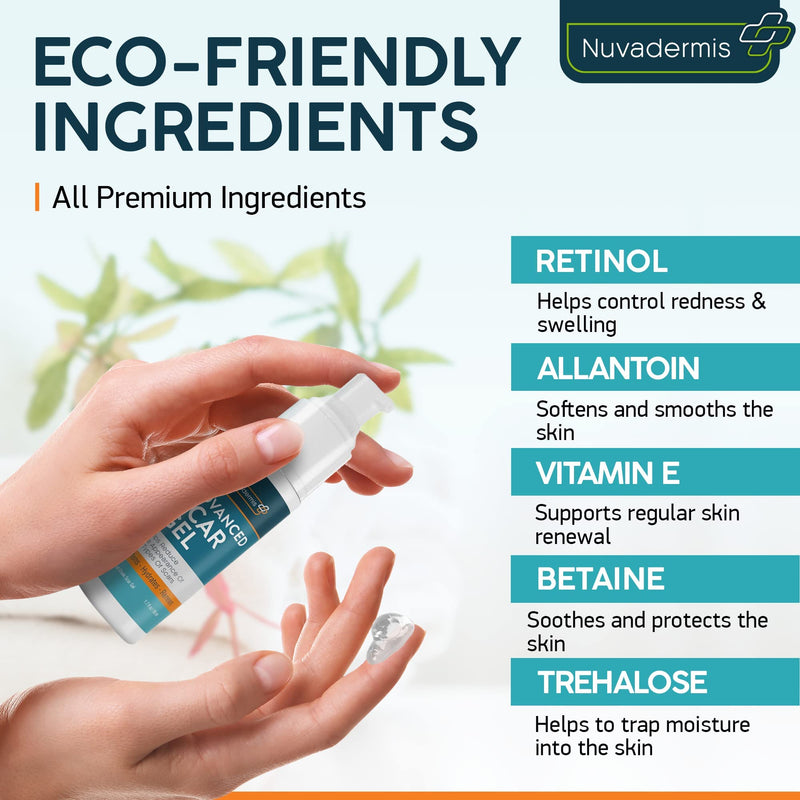 Scar Cream Gel - Advanced Post Surgery Supplies - C-Section, Tummy Tuck, Keloid, Acne Removal Treatment - Retinol, Allantoin,Vitamin E- Try with Surgical Silicone Sheets, Tapes, Patches - 1.7 oz - NewNest Australia
