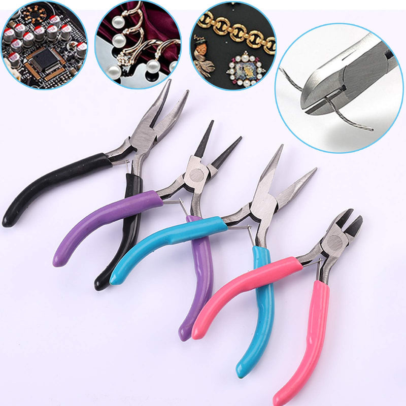 4 Pack Jewelry Pliers Jewelry Making Pliers Tools Kit with Needle Nose Pliers/ Chain Nose Pliers, Round Nose Pliers, Bent Nose Pliers, Wire Cutters for Wire Wrapping Earring Craft Making Supplies - NewNest Australia