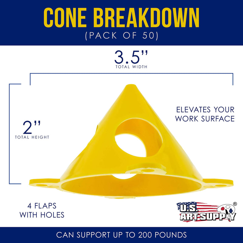 U.S. Art Supply Yellow Cone Canvas and Cabinet Door Risers - Acrylic and Epoxy Pouring Paint Canvas Support Stands (Pack of 20) Great to get your Canvas or Cabinet Doors elevated for a clean paint job 1 - NewNest Australia