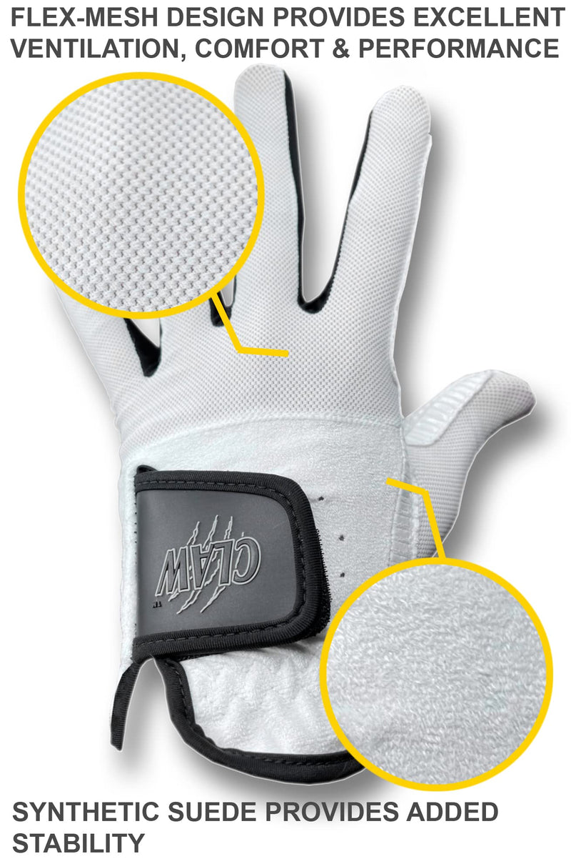 Claw Pro Men’s Golf Glove - Breathable, Long Lasting by CaddyDaddy White X-Large Left - NewNest Australia