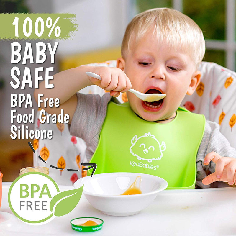 Baby Silicone Bibs - Waterproof, Easy Wipe Silicone Bib for Babies, Toddlers - Baby Feeding Bibs with Large Food Catcher Pocket - Travel Bibs for Baby Girl, Boy - Food Grade BPA Free (Cloud Nine) Cloud Nine - NewNest Australia