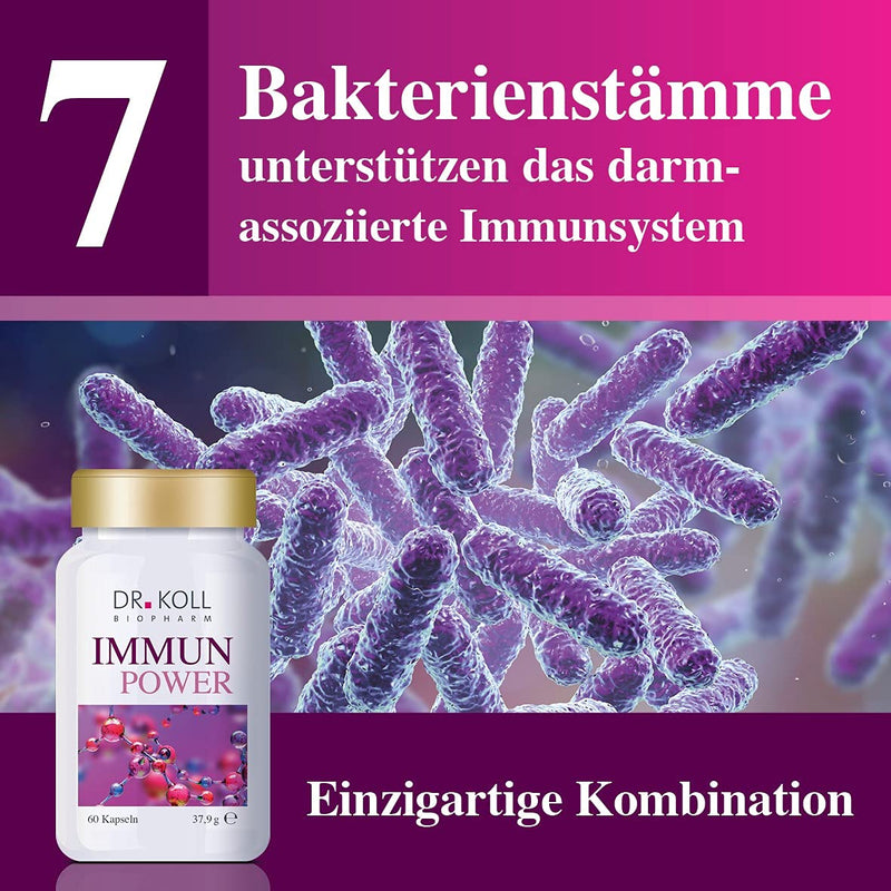 Immune Power Dr. Koll - Dietary Supplement With Bacterial Strains, Rose Hip Fruit Extract, Astaxanthin, Zinc And Vitamins | For A Strong Immune System | Without Gelatine | 60 Capsules - NewNest Australia