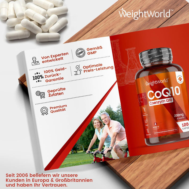Coenzyme Q10-200Mg Per Capsule - 120 Vegan Coq10 Capsules - 4 Month Supply - From Plant Fermentation - Bioactive, Natural And High Bioavailability - Laboratory Tested With Certificate - Weightworld - NewNest Australia