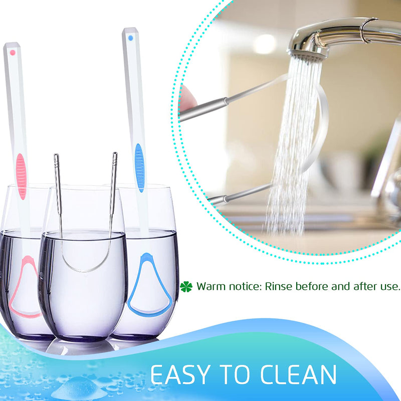 4PCS Tongue Scraper, Stainless Steel Tongue Cleaners, 100% BPA Free Fresher Tongue Tools, Healthy Oral Hygiene Brushes, Medical Grade Reusable Stainless Steel, Eliminate Bad Breath - NewNest Australia