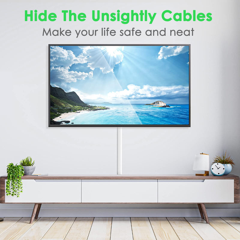 Cord Cover Raceway Kit, Wire Covers for Cords Wall Mount TV, Paintable Cable Concealer, Cable Hider Wall Strips, TV Cord Hider Wall Mounted TV, Cable Management Wall, 6X15.7" x 1.18" x 0.67" Large White - NewNest Australia