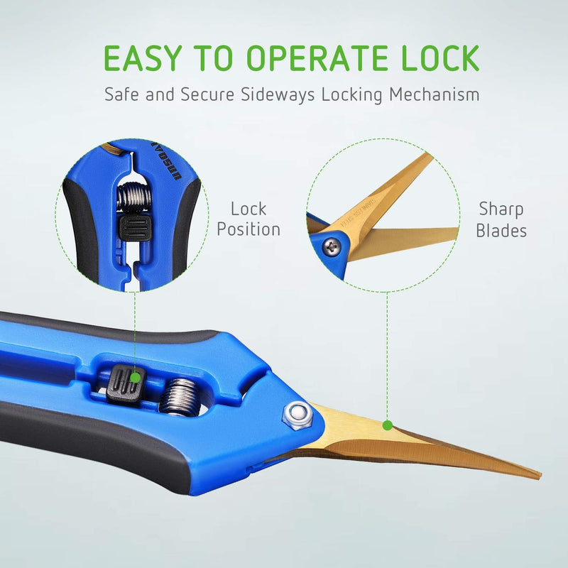 VIVOSUN 2-Pack Gardening Pruning Shear with Titanium Coated Curved Precision Blades Blue - NewNest Australia
