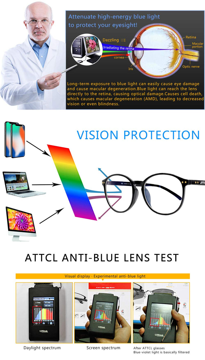 ATTCL Unisex blue light filter glasses computer glasses for blocking UV headaches [reducing eye strain] gaming glasses transparent + gray - NewNest Australia