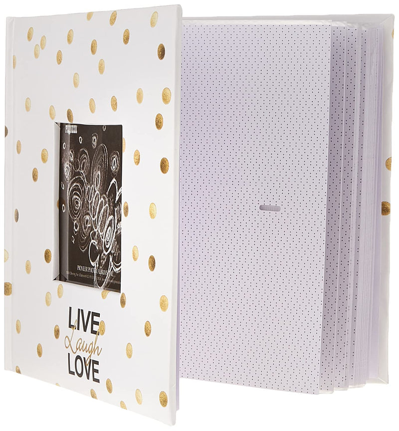 Pioneer Photo Albums Golden Dots Live Laugh Love 200 pkt 4x6 Photo Album, Pocket, Gold - NewNest Australia