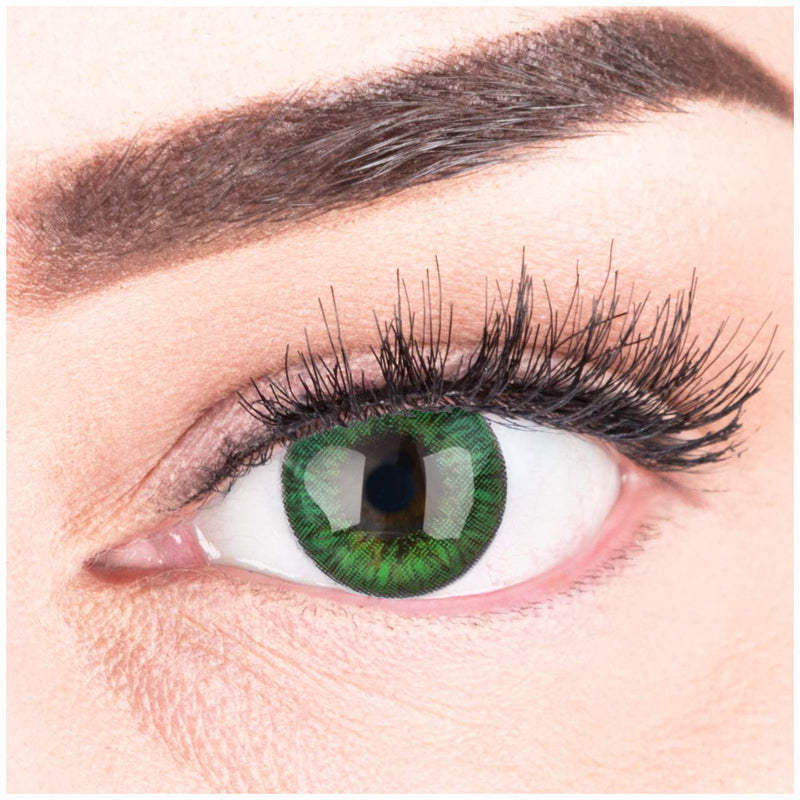 Green colored contact lenses Fresh Mint Green Very strong opaque SILICONE COMFORT NEW from GLAMLENS + container - 1 pair (2 pieces) - DIA 14.50 - without strength 0.00 diopters 0.0 diopters 8.6 millimeters 14.50 millimeters 2.0 - NewNest Australia