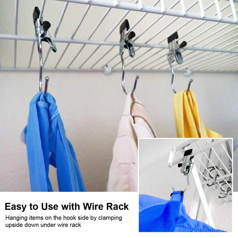 Coideal Portable Laundry Hook Boot Clips/Stainless Steel Hanging Clothes Pins, 8 Pack Closet Organizer Hangers Clip Travel Home Clothing Trouser Hanger for Pants, Shoes, Towel, Socks (Black) Black - NewNest Australia