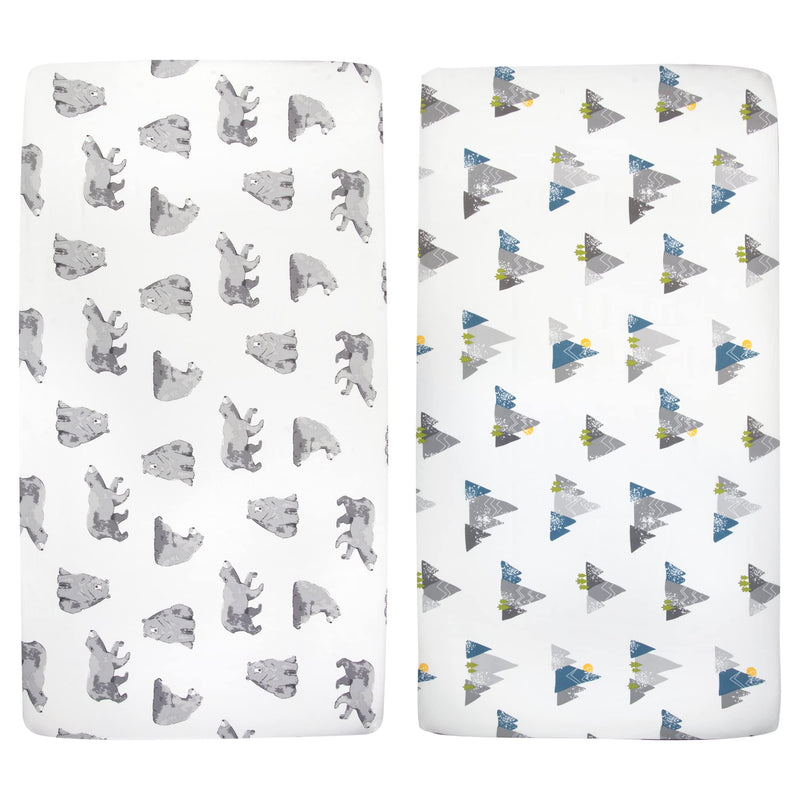 Standard Microfiber Fitted Crib Sheets for Baby Girl, Baby Boy, and Neutral, 2 Pack Crib Sheets Crib Essentials for Baby 28x52 Crib Sheets (Bears & Mountains) Bears & Mountains - NewNest Australia