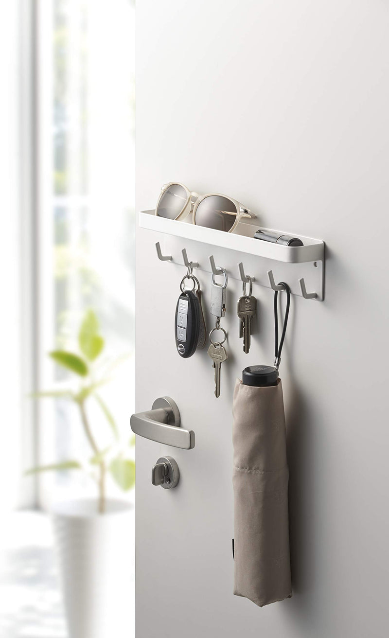 NewNest Australia - YAMAZAKI home Magnetic Key Rack with Tray, One Size, White 