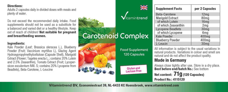 Carotenoid Complex - 120 capsules - vegan - natural antioxidants - multi-carotenoid mix - carotenoid capsules | Vitamintrend® - NewNest Australia