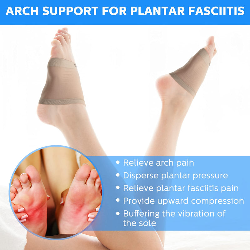 Metatarsal Support Arch Support Sleeves Padded Plantar Fasciitis Support Gel Pad Arch Socks Sole Arch Socks for Women Flat Feet Pain Relief Plantar Fasciitis (Beige) Beige - NewNest Australia