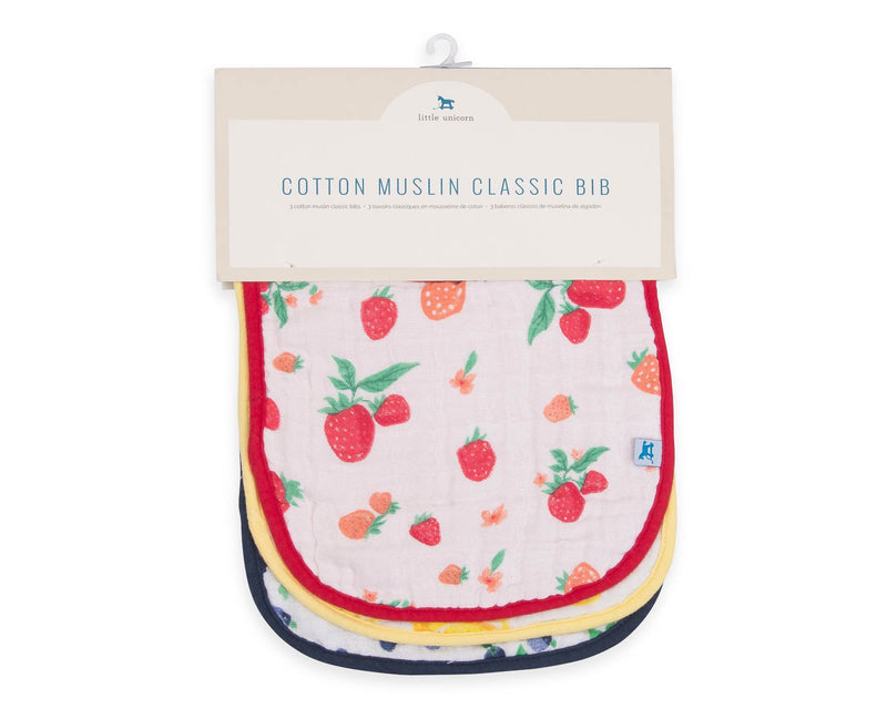 Little Unicorn Cotton Bandana Bib 3 Pack, Machine Washable Berry Lemonade - NewNest Australia