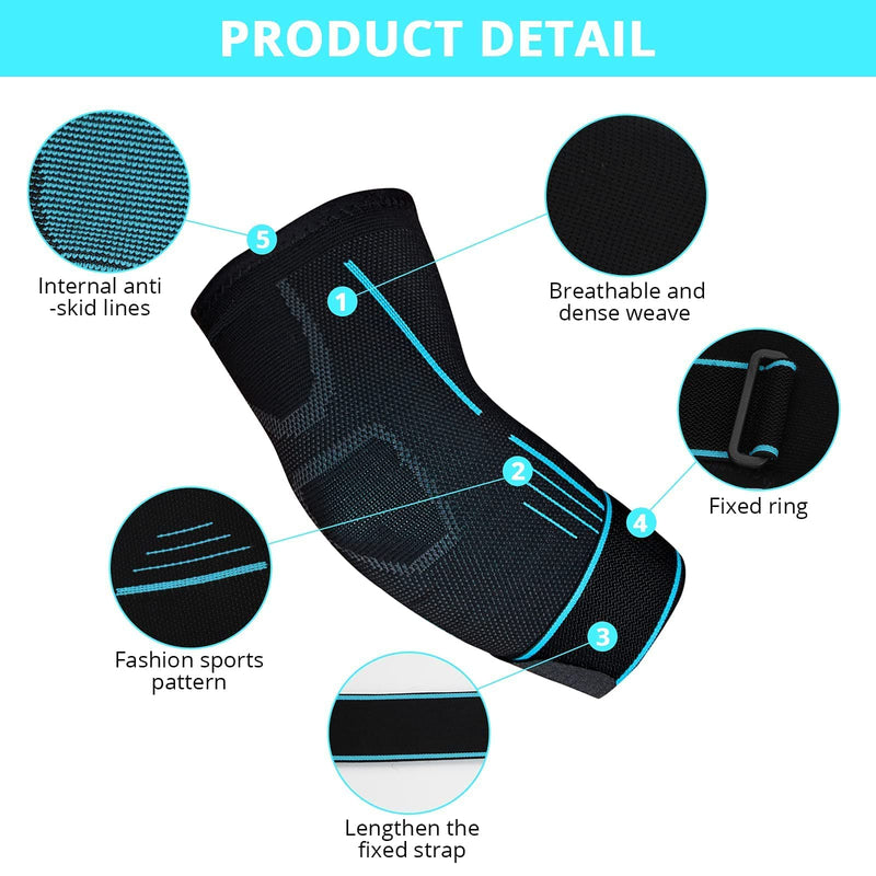 Milaiun Elbow Bandage 2 Pieces, Elbow Bandage 100% Non-Slip With Strap, Elbow Support, Elbow Pads For Women, Men, Golfer'S Arm, Tennis Elbow, Sports, Tennis, Weight Sports, Golf - NewNest Australia