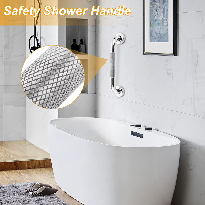 JMIATRY 2 Pack Grab Rails for Bathroom, 12 Inch Anti Slip Shower Handles for Seniors Disabled Elderly, Chrome Stainless Steel Safety Shower Handle Support Rail, Toilet Grab Handle - NewNest Australia