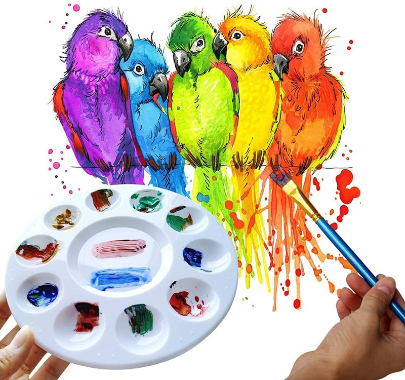 Hulameda 10pcs Paint Tray Palettes,Plastic Round Pallet for Kids or Pupils to Painting, DIY Craft at Home, Kindergarten or School 10pcs-white - NewNest Australia