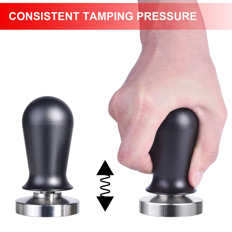 NewNest Australia - 53mm Calibrated Espresso Tamper, MATOW Calibrated Coffee Tamper with Spring Loaded Anodized Aluminum Handle Stainless Steel Flat Base, Professional Espresso Hand Tamper(Aluminum Handle, 53mm Tamper) 