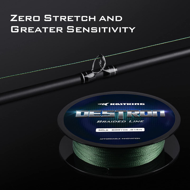 New KastKing Destron Braided Fishing Line, Highly Abrasion Resistant, Improved Knot Strength, Ultra-Thin Diameter Superline, Zero Stretch & Memory, CFT “Color Fast Technology”, 75% Thinner Than Mono Moss Green 300 yds-30lb-0.28mm - NewNest Australia