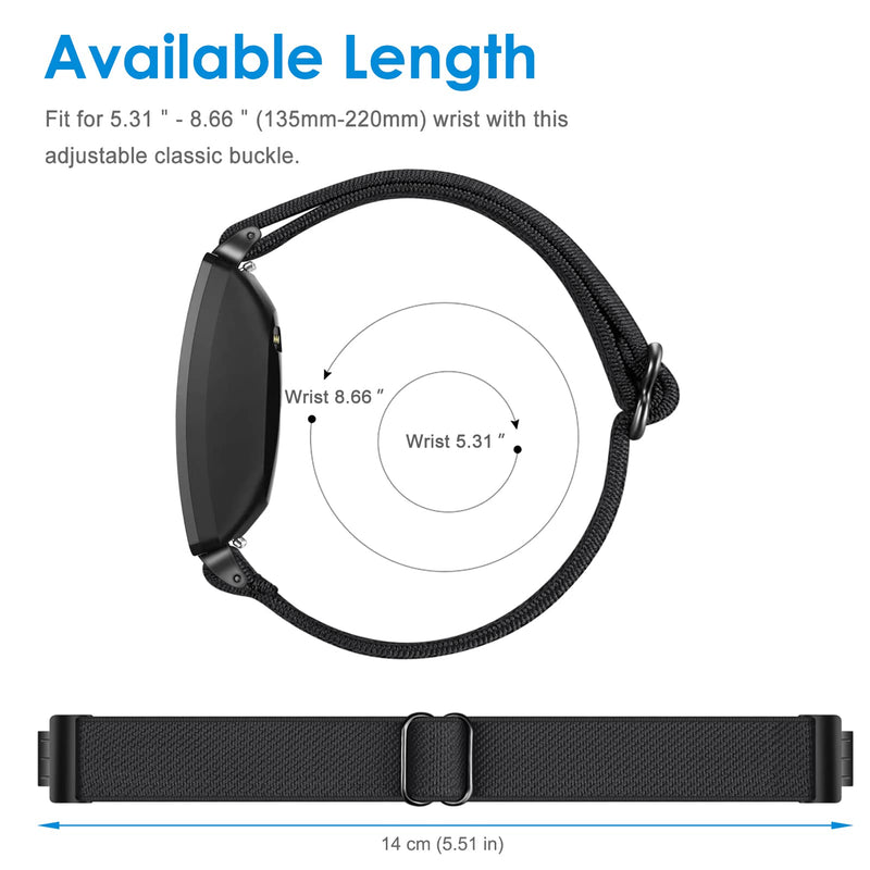 Fintie Elastic Bands Compatible with Fitbit Inspire 2 / Inspire HR/Inspire, Adjustable Stretchy Nylon Loop Band Breathable Replacement Strap Accessory Wristband, Black - NewNest Australia