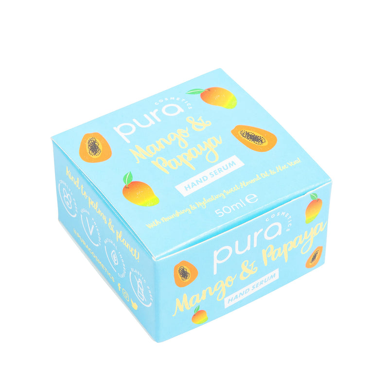 Pura Cosmetics Mango & Papaya Hand Serum with Aloe Vera & Sweet Almond Oil (50ml) - Cruelty-Free, Vegan-Friendly, Plastic-Free Packaging & Made in the UK - NewNest Australia