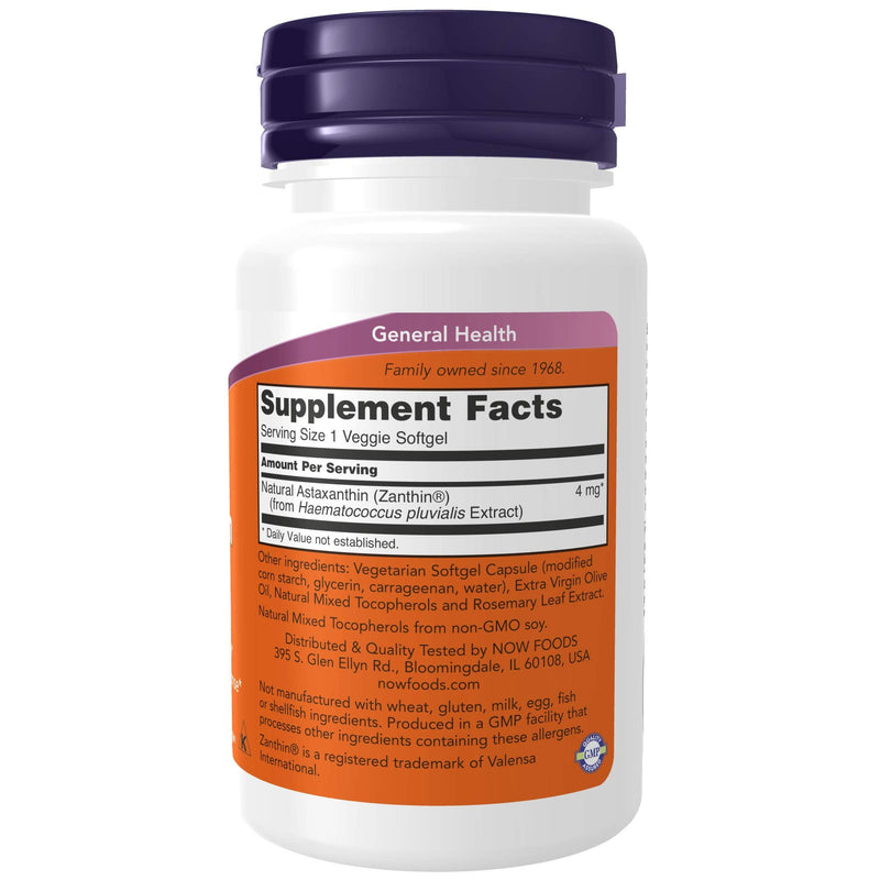 NOW Supplements Astaxanthin 4 mg, features Zanthin, 60 Veg Capsules - NewNest Australia