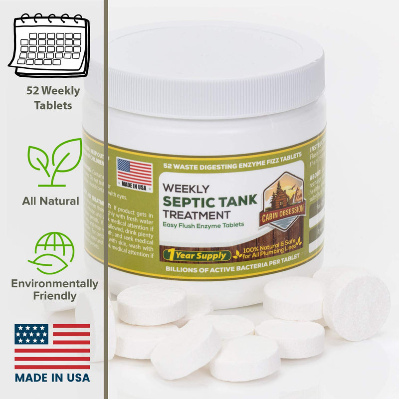 52 Weekly Septic Tank Treatment Fizz Tablets – Easy Flush Bio Toilet Tabs with Billions of Active Bacteria per Tablet – 1 Year Supply - 100% Natural & Safe for All Plumbing & Drain Lines… - NewNest Australia