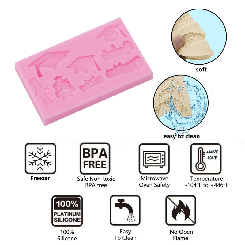 2 Pack Graduation Silicone Chocolate Molds, Doctoral Cap Fondant Mould, Grad School Owl Diploma Molds for 2022 Graduation Celebration Cake Decoration, Cupcake Candy Sugarcraft Resin Clay - NewNest Australia