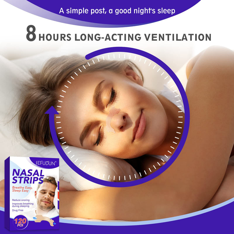 Nasal Strips, 120 Pieces Drug-Free Nose Strips to Stop Snoring and Relieve Nasal Congestion Improves Sleep Nasal Strips Snoring Anti Snore Strips - NewNest Australia
