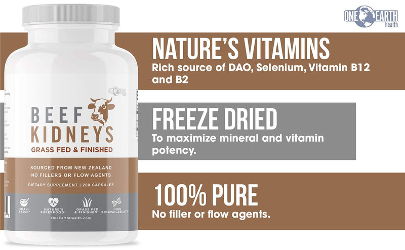 Grass Fed Beef Kidney Supplement - (200 Count) New Zealand Sourced for Kidney Support and DAO Health - NewNest Australia