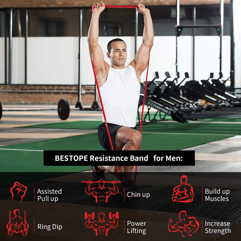 Resistance Band Pull Up Assist Band - Premium Latex Durable Workout Exercise Loop Band, Stretch Training Fitness Band for Men Women, Home Gym Powerlifting Yoga Red - NewNest Australia